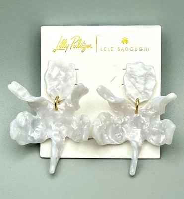 Lilly Pulitzer x Lele Sadoughi Resort White Lily Statement Earrings 2” - Image 1 of 4