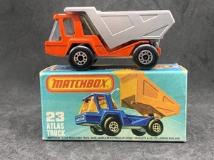 MATCHBOX S/F MB23-B11: ATLAS DUMP TRUCK RED/SILVER, BLACK INTERIOR VNMIB - Picture 1 of 7