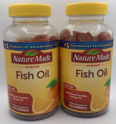 Aceite de pescado hecho en la naturaleza 2 piezas 400 mg ~ 150 gomitas cada una ~ sabor naranja ~ CAD 11/26 Foto 1 de 2