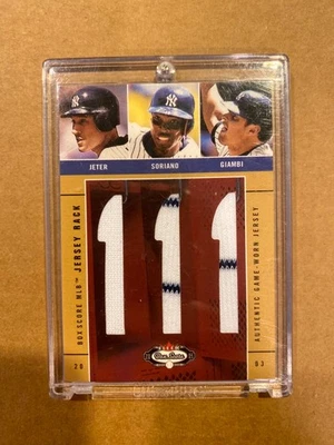 Yankee Fleer Box Score 2003 Jersey Rack Jeter/Soriano/Giambi - Image 1 of 2