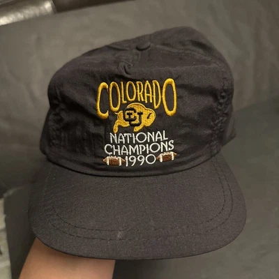 Sombrero de cuerda vintage negro campeón nacional de la Universidad de Colorado Buffalos 1990 Foto 1 de 4