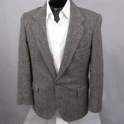 Abrigo deportivo John Henry para hombre 44R gris moteado tweed vintage ventilación única Foto 1 de 4