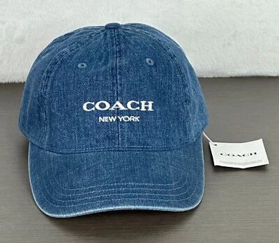 Gorra/sombrero de béisbol Coach para mujer/unisex denim azul con logotipo mediano/grande nuevo con etiqueta Foto 1 de 4