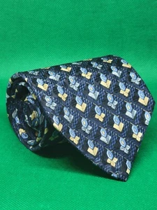 Ermenegildo Zegna Seidenkrawatte 58" × 3 3/4" Marineblau Grau Gold Hergestellt in Italien - Bild 1 von 4