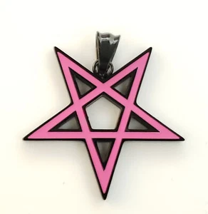 Pentagram Pink goth punk occult pagan satanic ritual alt pendant - Picture 1 of 2