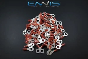18-22 GAUGE NYLON RING 1/4 CONNECTOR 25 PK RED CRIMP TERMINAL AWG CAR SUV - Picture 1 of 1