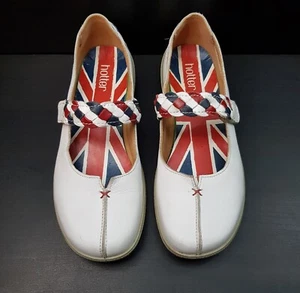 HOTTER SHAKE 5UK EUR38 WOMENS WHITE LEATHER MARY JANE COMFORT SHOES UNION JACK - Picture 1 of 24