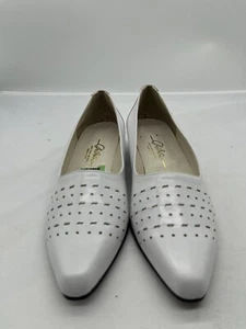 Vintage Vero Cuoio Shoe White Leather Women’s Size 7 1/2 Made In Italy NEW - Picture 1 of 7