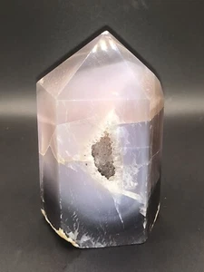 Druzy Agate Tower Point 4” Geode Chunky Crystal Healing Gemstone Polished Carved - Picture 1 of 12