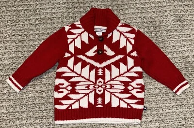 Toddler 12 Mo Kitestrings Red Snowflake 2 Button 1/4 Sweater EXCELLENT CONDITION Foto 1 de 4