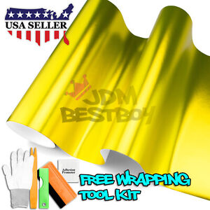 Anodized Chrome Golden Yellow Car Vinyl Wrap Sticker Decal Matte Metallic Sheet