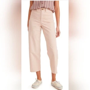 NEW! $128 MARINE LAYER BRIDGET WIDE LEG FRONT POCKET CROP PANTS PEACH WHIP SZ 10 - Picture 1 of 3