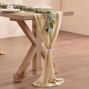 Champagne Chiffon Table Runner Easter Spring Boho Rustic 10Ft 29X120 Inches Wedd - Picture 1 of 5