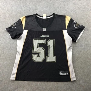 New York Jets Jersey Womens Large Black Jonathan Vilma #51 Reebok Y2K - Picture 1 of 15