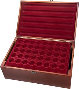 MC.Sammler - Mallette numismatique en bois - Avec 10 plateaux pour capsules de 4