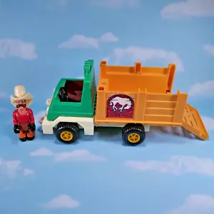 Vintage 1979 Fisher Price Husky Helper #330 Rodeo Rig Truck & Cowboy - Picture 1 of 9