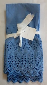 (4) NWT POTTERY BARN CORNFLOWER BLUE EYELET NAPKINS 20"x20" 100% ORGANIC COTTON - Picture 1 of 10
