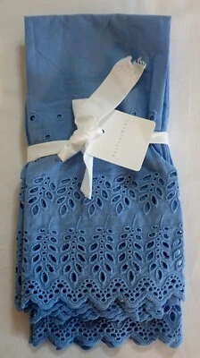 (4) NWT POTTERY BARN CORNFLOWER BLUE EYELET NAPKINS 20"x20" 100% ORGANIC COTTON - Image 1 of 4