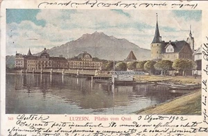 cartolina Luzern Pilatus vom Quai viaggiata nel 1902 - Imagen 1 de 2