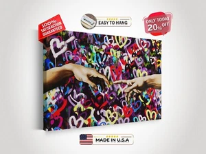 Póster callejero de Banksy Love Hearts arte mural estampado en lona graffiti regalos - Imagen 1 de 10
