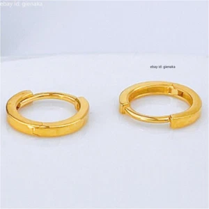 Pure 18K Yellow Gold Au750 Women Men Hoop Earrings Women 1.3-1.5g - Picture 1 of 4