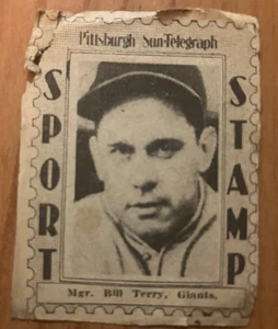 NEW YORK GIANTS: 1936 Pittsburgh Sun-Telegraph Sport Stamp Bill Terry (HOF) - Bild 1 von 1