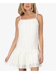 SPEECHLESS Womens Ivory Lace Sleeveless Square Neck Short A-Line Dress S - Picture 1 of 3