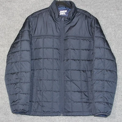 Lands End Mens XL 46-48 Navy Blue Quilted Puffer Jacket Coat Full Zip - Image 1 of 4