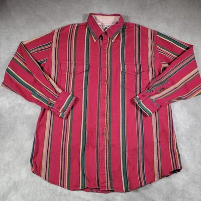 Vintage Roper Shirt Mens Large Red Colorful Stripe Western Button Made USA 90s - Image 1 of 4