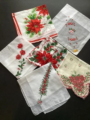 Lote De Colección 6 Pañuelos de Navidad Pañuelo Campana de Pascua Árbol Vieira Artesanía Foto 1 de 4