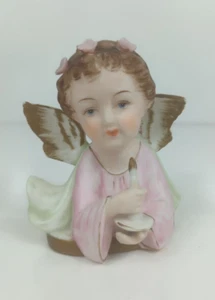 Themse Japan Engel Büste Figur Biskuitporzellan handbemalt haltend Kerze - Bild 1 von 12