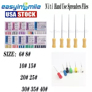 Esparcidores dentales 25 mm #6-40 NITI flexible endo conducto radicular tratamiento limas de manos paquete de 5 - Imagen 1 de 9