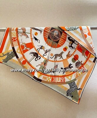 Sallys Calidad 16 Momme Jacquard Sarga Seda Animales Estampado 2 Cara Cuello Bufanda 65cm Foto 1 de 4