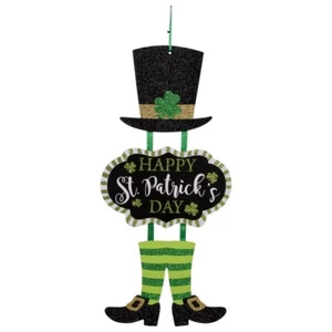 Happy St. Patrick's Day Kobold hängende Tür Wanddekoration Holz 18 x 8,5 - Bild 1 von 5