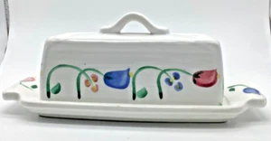 PIATTO BURRO COPERTO vintage, Tivoli, artigianato del tesoro - fiori USA - Foto 1 di 5