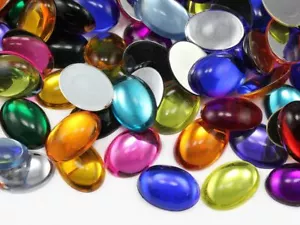 Cabochon ovale acrilico schienale piatto 14x10 mm 7/16"" x 19/32"" - 27 colori - 40 pz - Foto 1 di 78