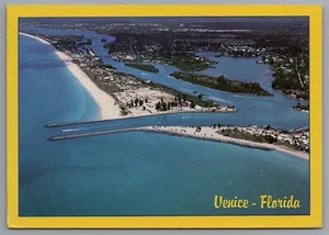Cartolina anni 90 VEDUTA AEREA Venezia Florida JETTIES FL DX - Foto 1 di 2