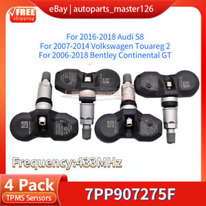 (4) Tire Pressure Sensors 7PP907275F For Audi S8 S6 Snap On TPMS Tool 433MHz