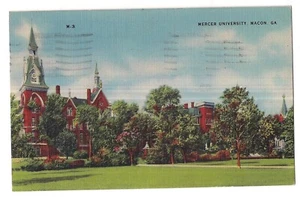 MERCER UNIVERSITY Building Macon Georgia GA Postcard Linen 1943 - Picture 1 of 2