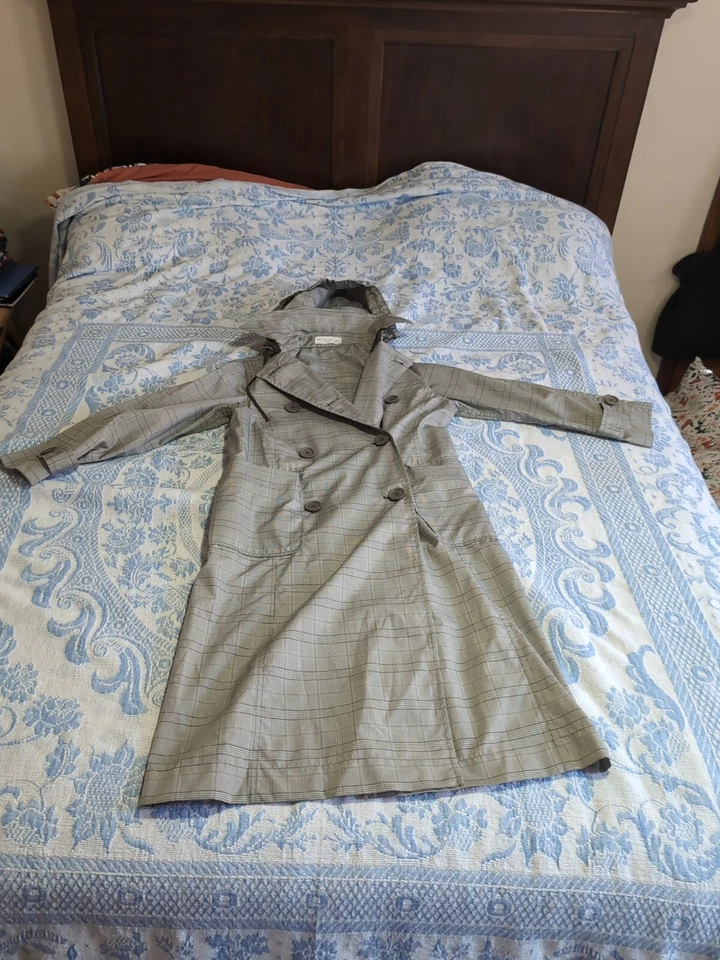 Gabardina para mujer MAX STUDIO LONDON talla S gris claro patrón largo  Foto 1 de 4