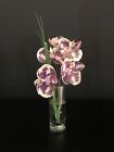 Vase illusion d'eau Emilio Robba avec fleur petite fleur d'orchidée violet / blanc