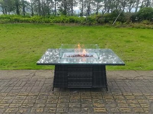 Fimous Rattan Gas Fire Pit Table Dining Table Burner Garden Furniture Heater - Picture 1 of 13