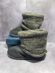 Muk Luks Mujer M7-8 Tejido Puños Invierno Pantuflas Negras Forradas Suela Interior/Exterior - Imagen 1 de 7