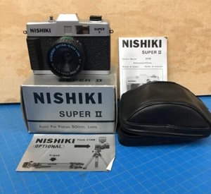 Nishiki Super II 35mm Film Camera Auto Fixed Focus 50mm Optical Lens NEW Vintage - Picture 1 of 7