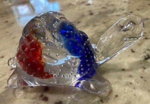 Vintage Turtle Tortoise Blue/Red Glass Blown Paperweight - Picture 1 of 4