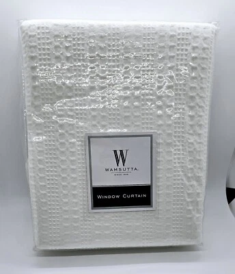BRAND NEW IN PKG Pair Of Wamsutta White Waffle 100% Cotton Curtains 35" X 45" - Image 1 of 4