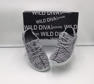 Wild Diva Lounge Delano-02 Lace Up Marled Black White Grey Sneaker Women’s Sz 6 - Image 1 of 4