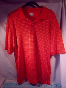 Polo Callaway Golf para hombre a rayas naranjas con mangas cortas y 2 botones - Imagen 1 de 11