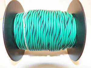 100 FOOT SPOOL 18 GAUGE GXL HI TEMP WIRE GREEN/BLACK STRIPE AUTOMOTIVE - Picture 1 of 2