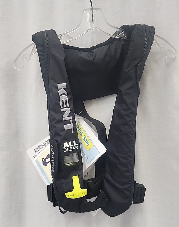 KENT A/M-33 Sheriff полностью прозрачный автоматический/ручной надувной спасательный жилет черный универсальный - Изображение 1 из 4